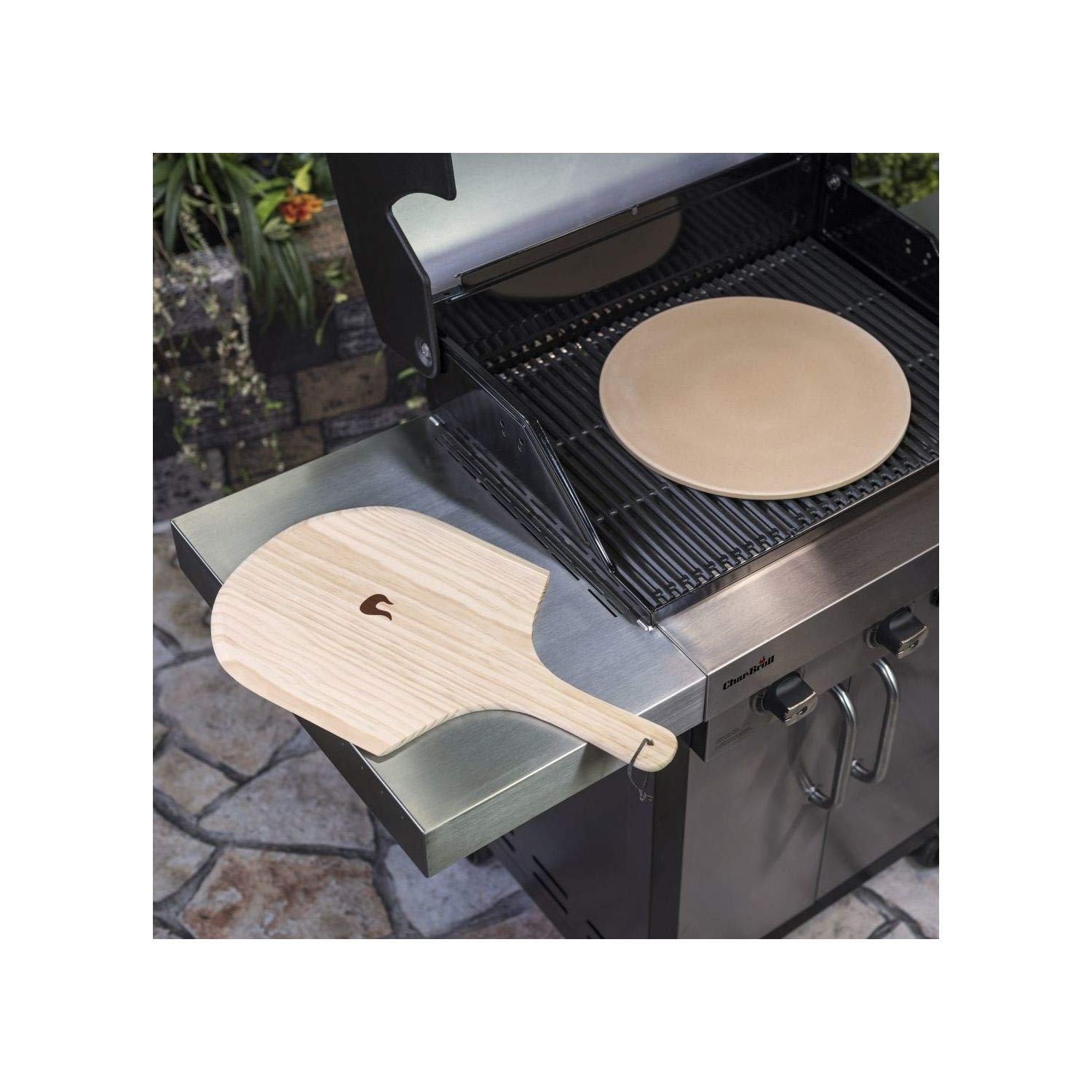 char-broil-140-513-set-pietra-per-pizza-con-paletta-in-legno-ceramica-da-forno-3 image 2